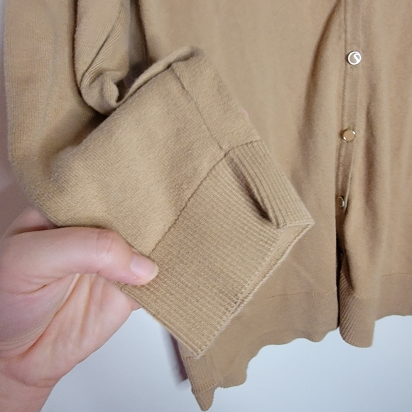 7th Avenue Design Studio Cardigan 3/4 length Tan sweater women's XL EUC beige - Picture 5 of 9